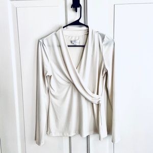 NWT Ivory Draped Wrap Style Petite Blouse
